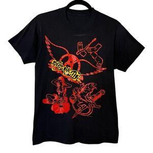 VTG AEROSMITH BAND T SHIRT 1988 80s Permanent Vacation Concert Tour Black S